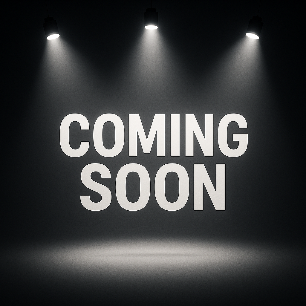 A coming soon page with spot lights